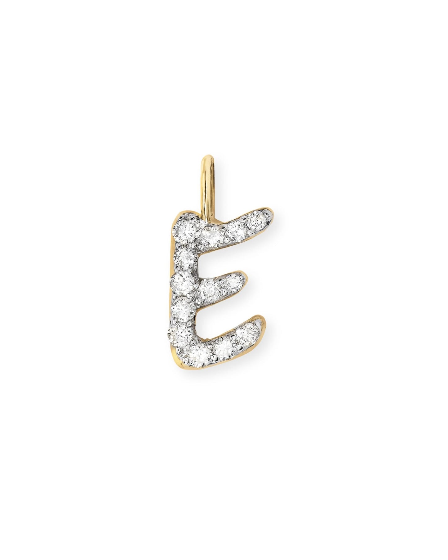 14k Yellow Gold Letter Charm in White Diamond