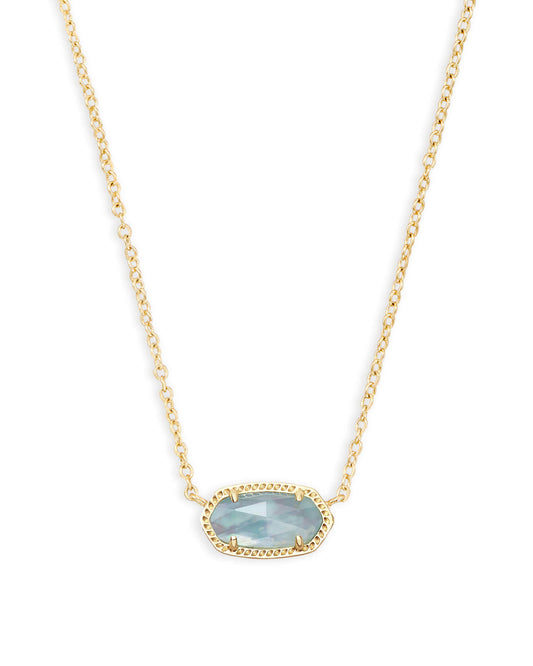 Elisa Gold Pendant Necklace in Light Blue Illusion