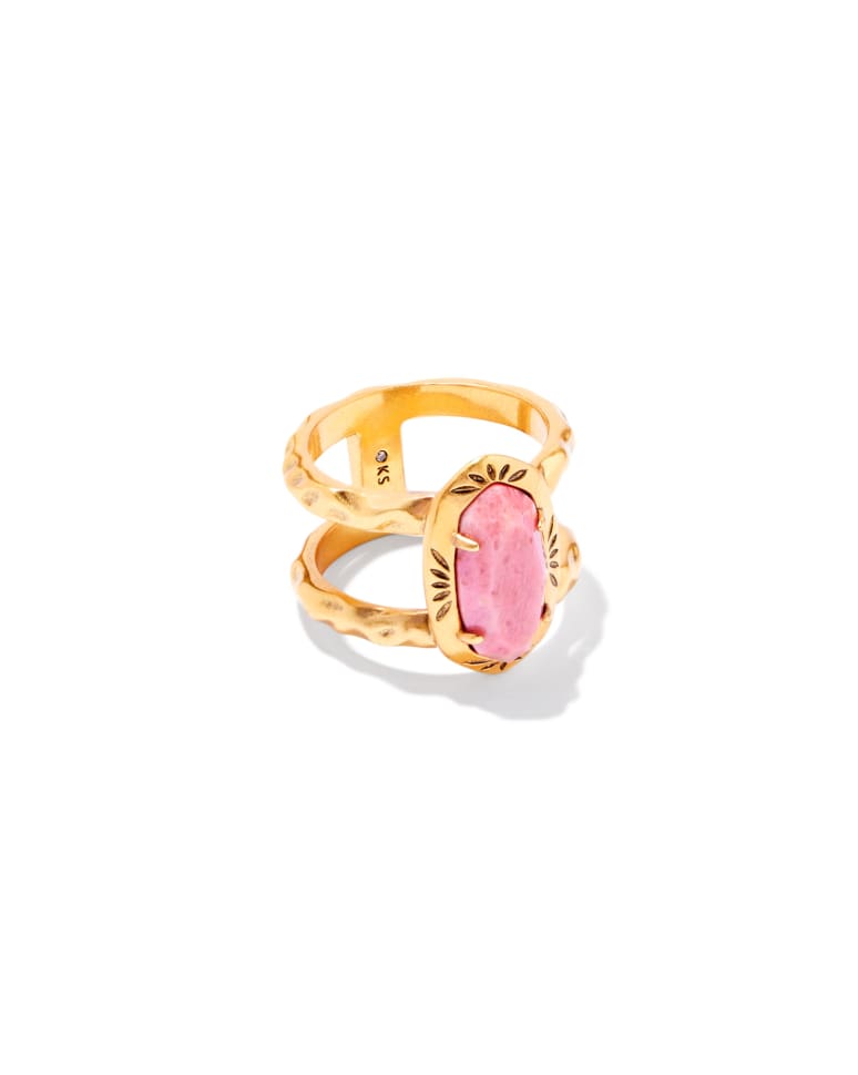 Elyse Vintage Gold Etch Frame Band Ring