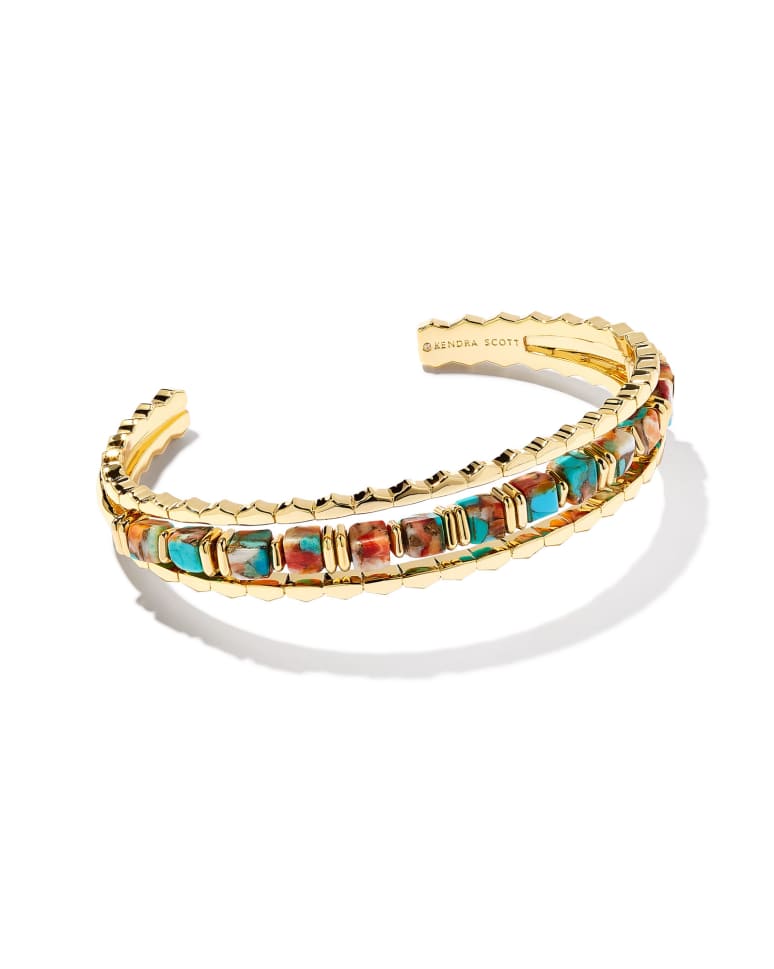 Ember Gold Triple Cuff Bracelet in Blue Lapis
