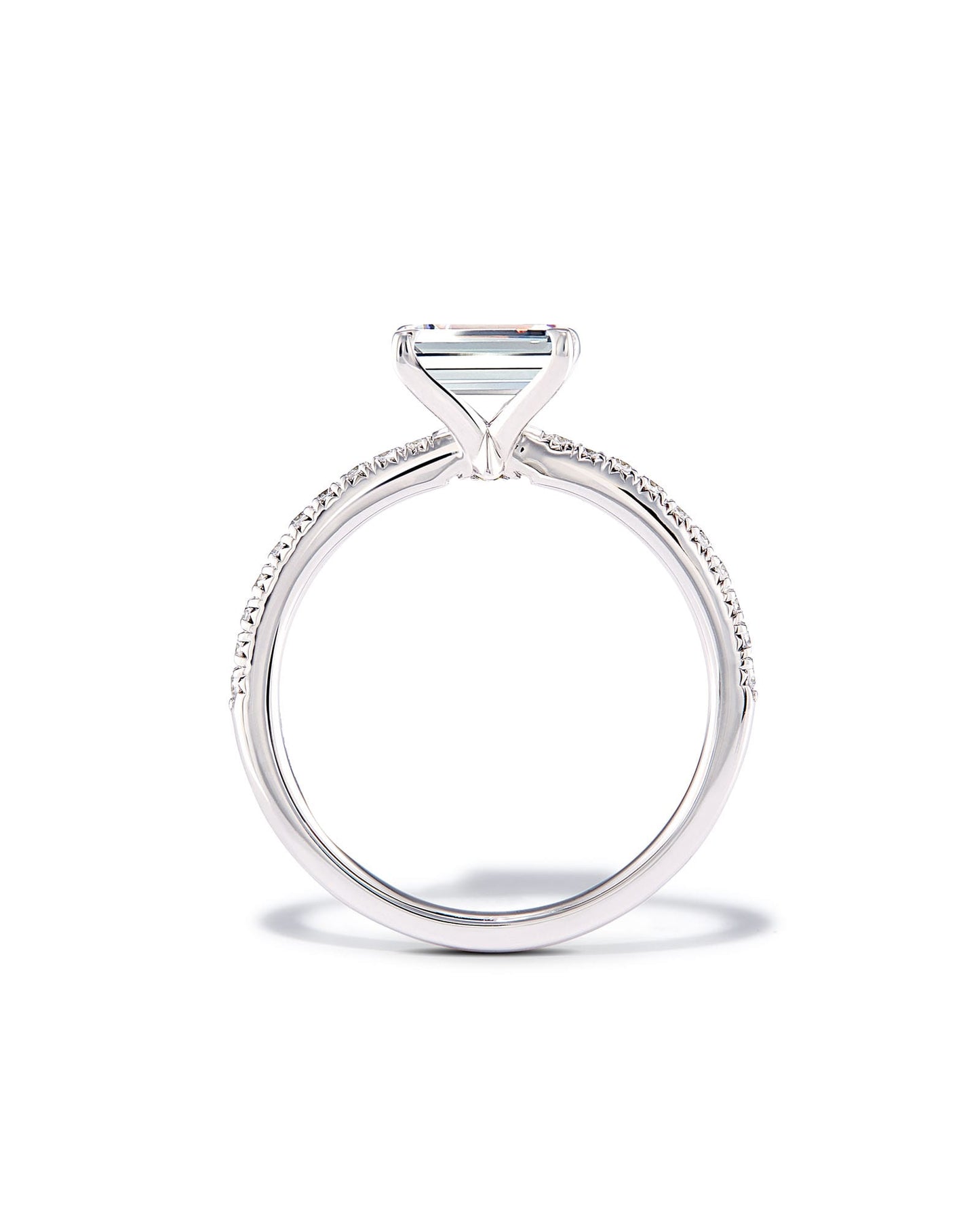 1.5 ct Emerald Solitaire Engagement Ring with Pave Diamonds in 14k Gold