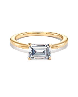 0.5 ct Emerald Solitaire Engagement Ring in 14k Yellow Gold 196088026992