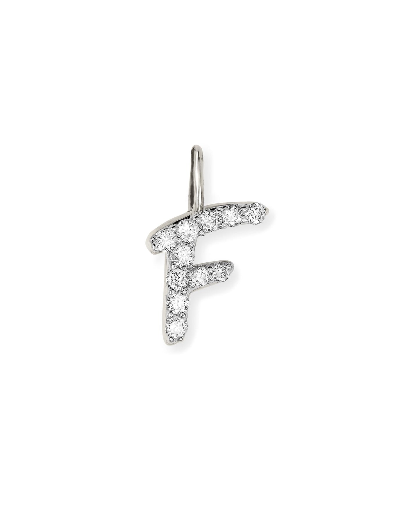 14k White Gold Letter D Charm in White Diamond