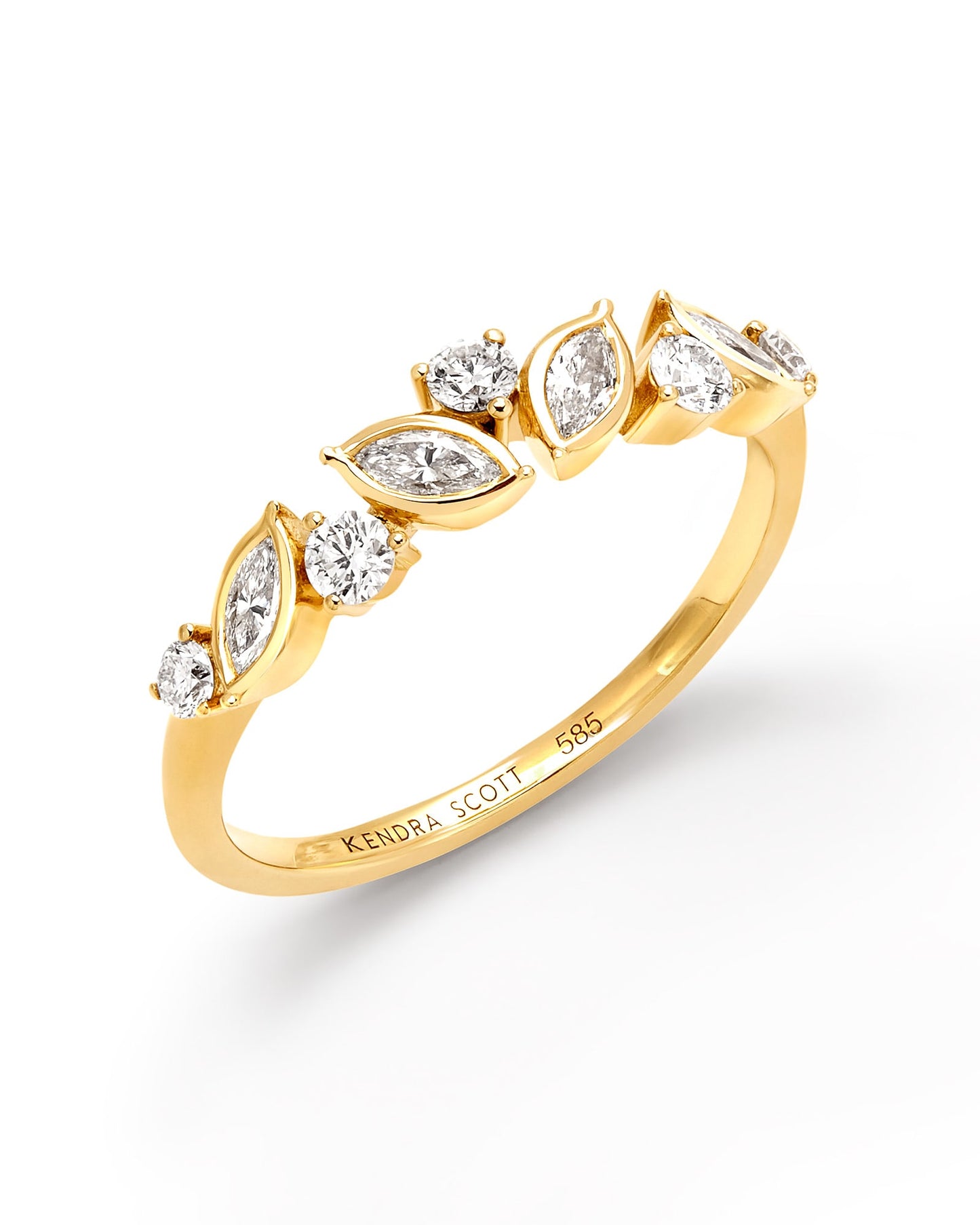 0.54 ct Becca 14k Yellow Gold Band Ring in White Diamond 842177198117