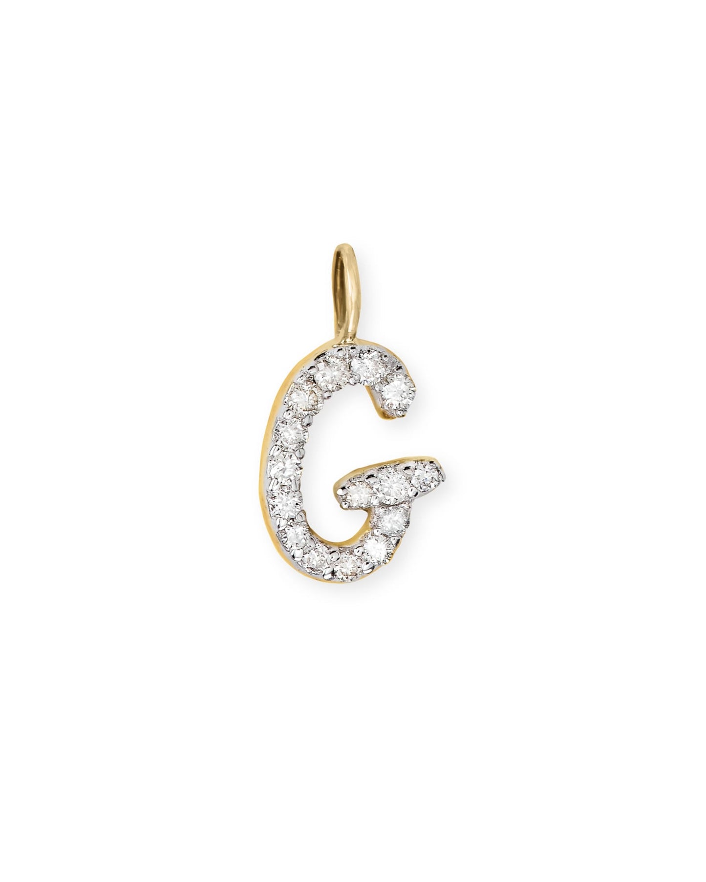 14k Yellow Gold Letter Charm in White Diamond