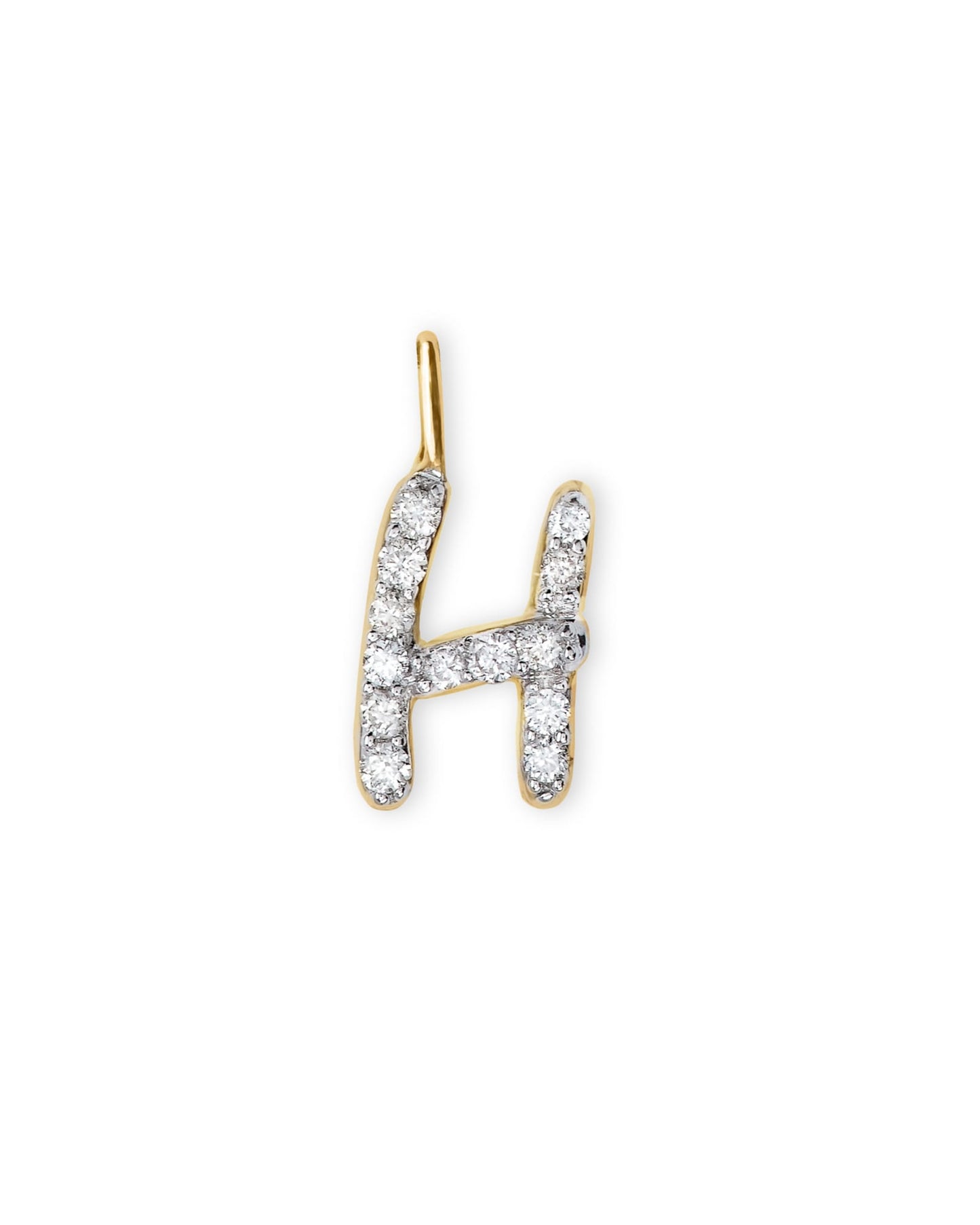 14k Yellow Gold Letter Charm in White Diamond