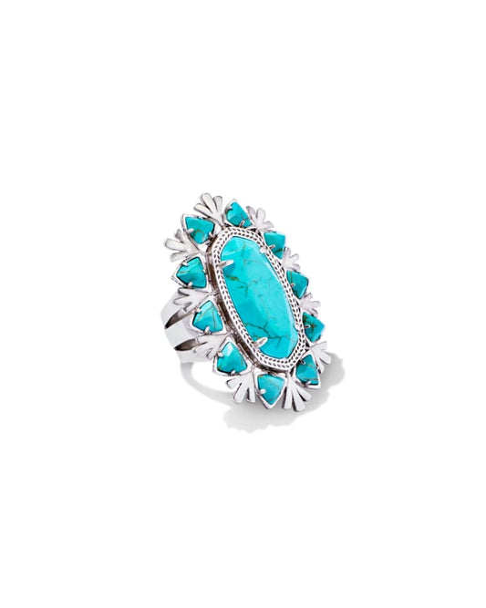 Havana Vintage Silver Cocktail Ring in Variegated Turquoise Magnesite