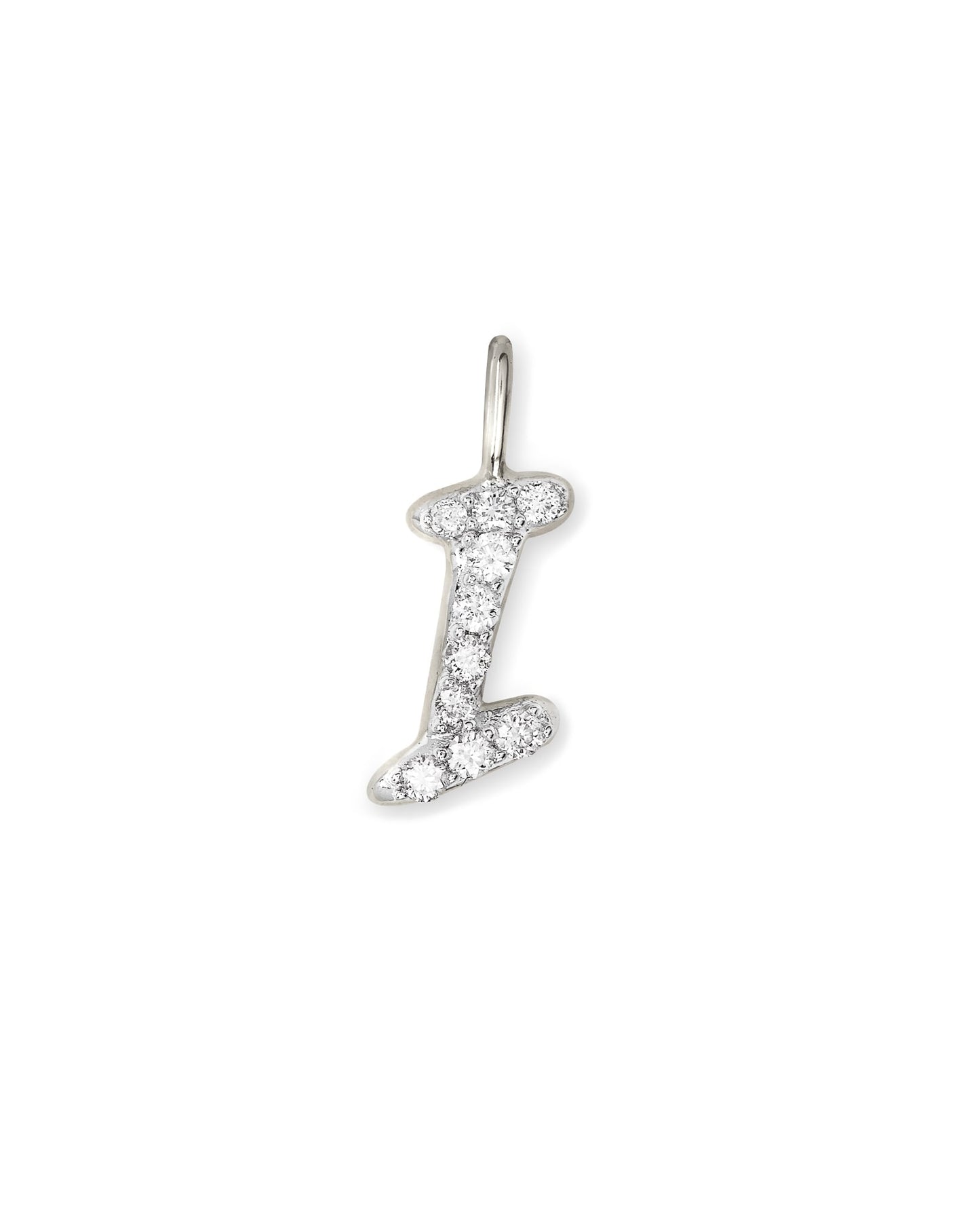 14k White Gold Letter D Charm in White Diamond
