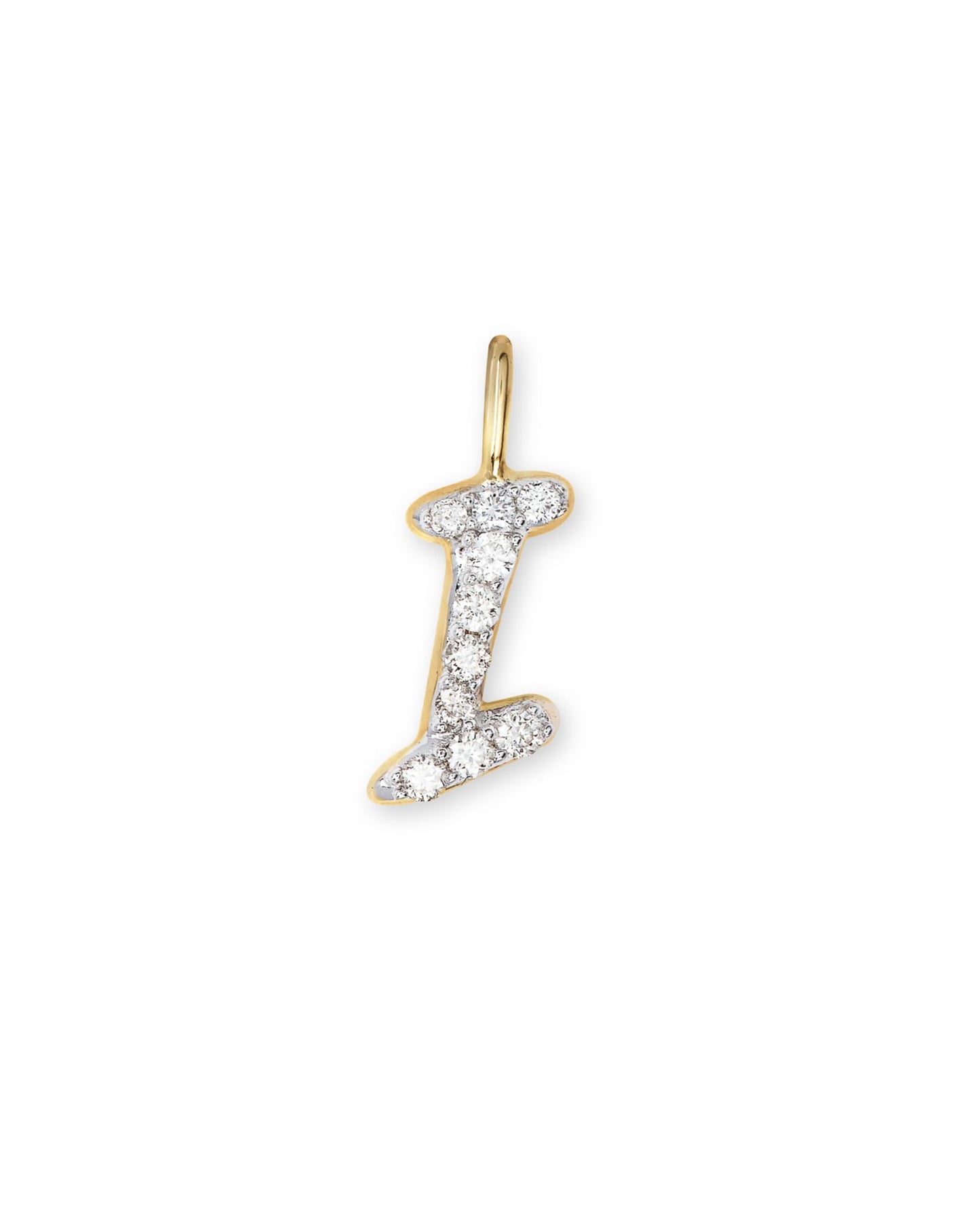 14k Yellow Gold Letter Charm in White Diamond