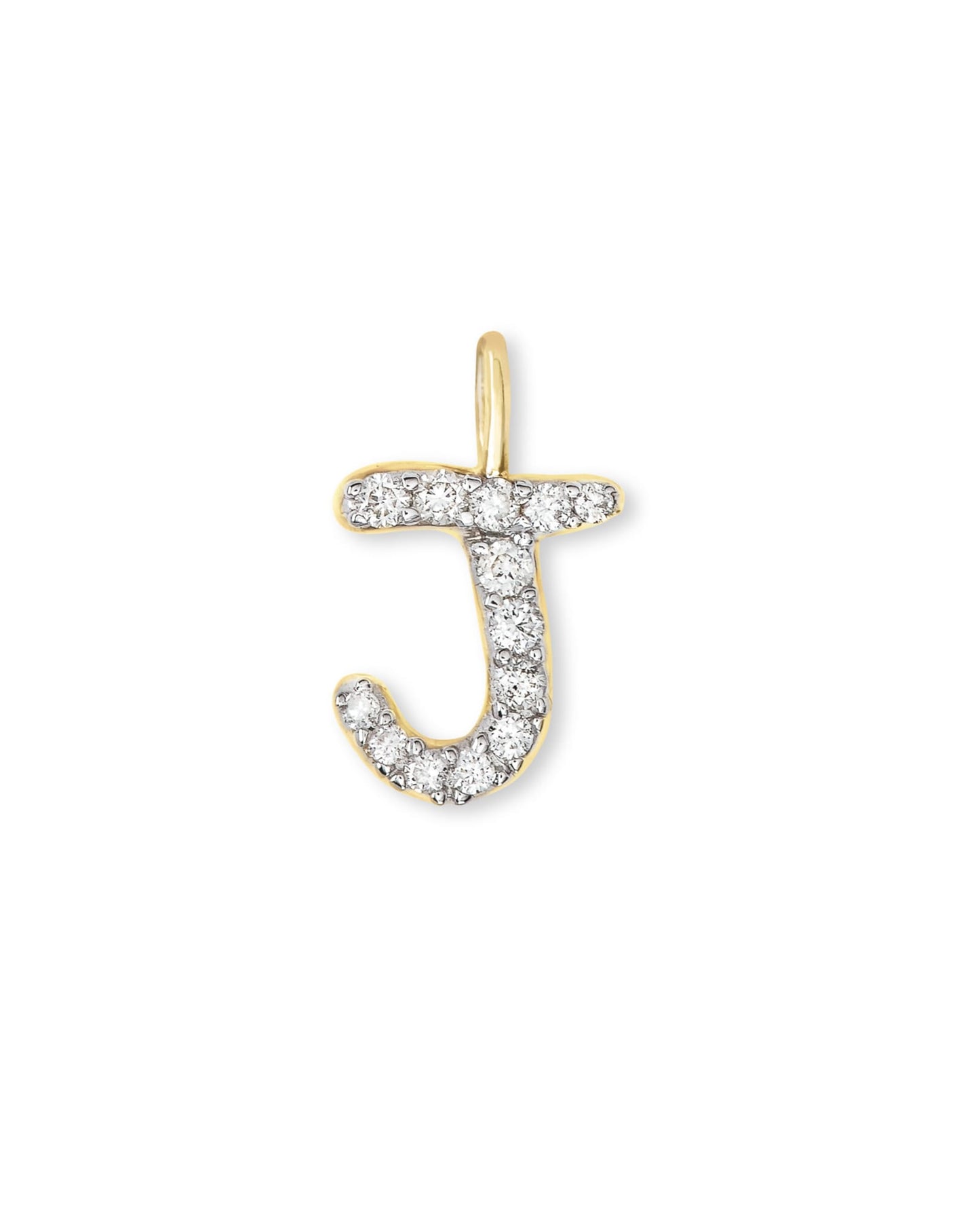 14k Yellow Gold Letter Charm in White Diamond