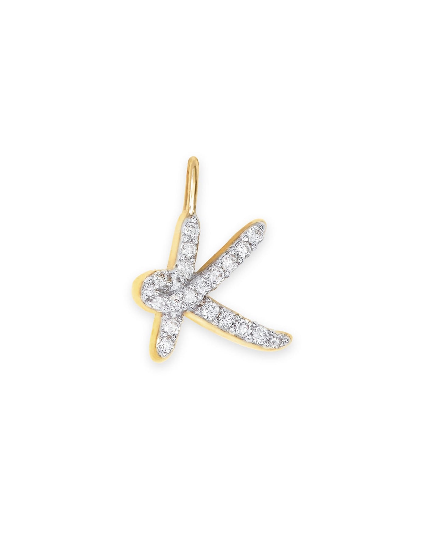 14k Yellow Gold Letter Charm in White Diamond