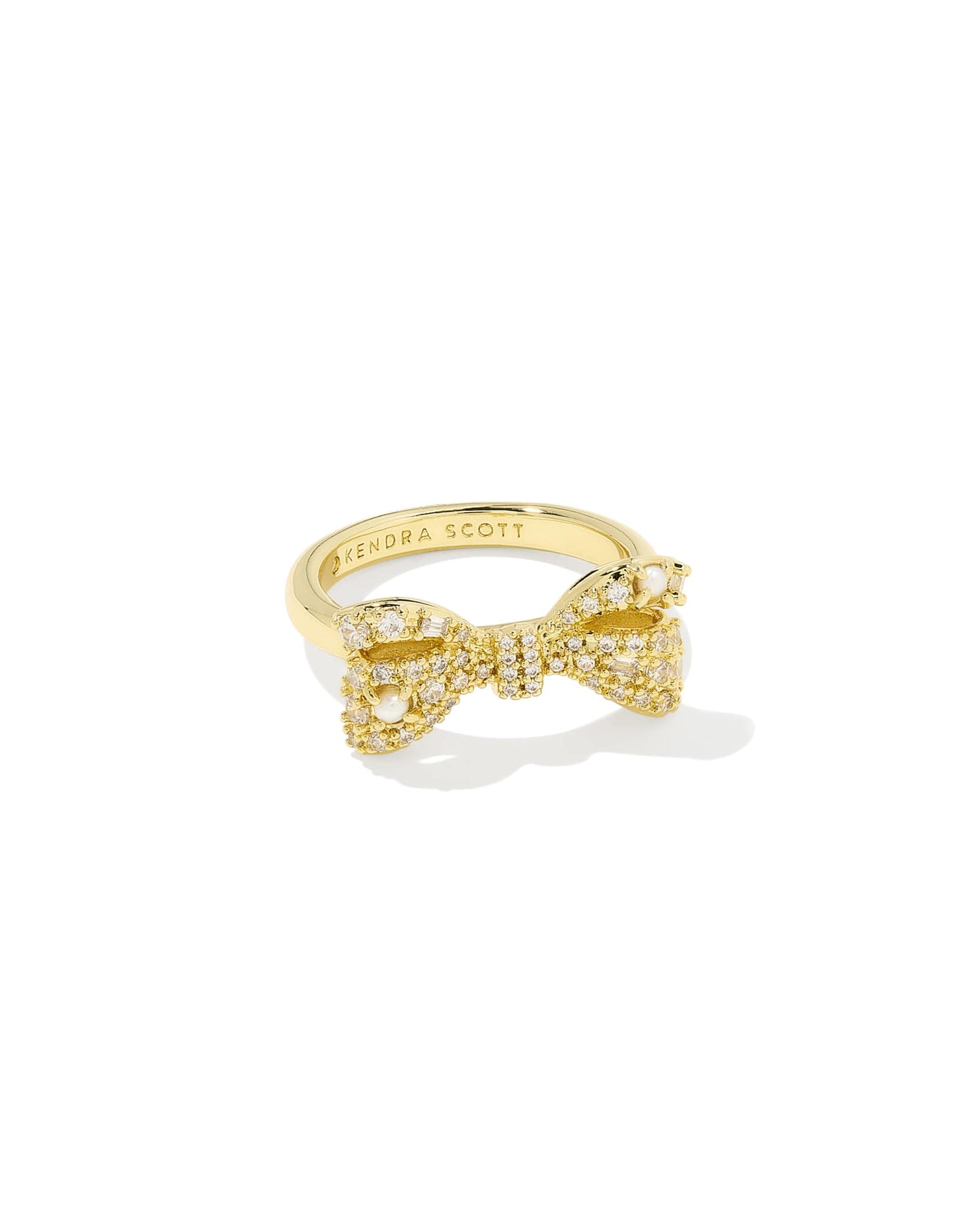 Krista Silver & Gold Bow Cocktail Ring in White Mix