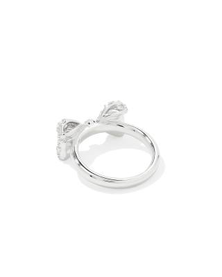 Krista Silver Bow Cocktail Ring in White Mix 196088758466