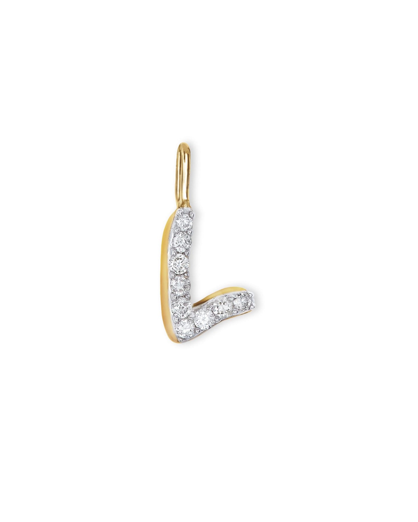 14k Yellow Gold Letter Charm in White Diamond