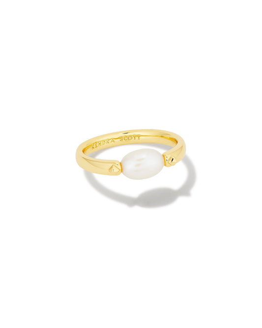 Leighton Gold Pearl Band Ring in Freshwater Cultured Pearl 196088566696