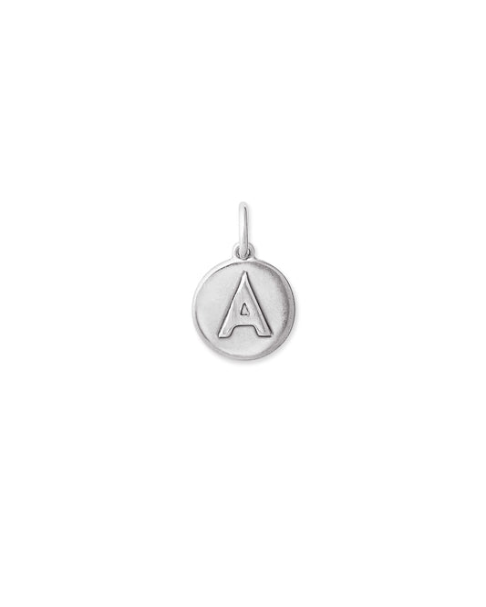 Letter Coin Charm in Oxidized Sterling Silver