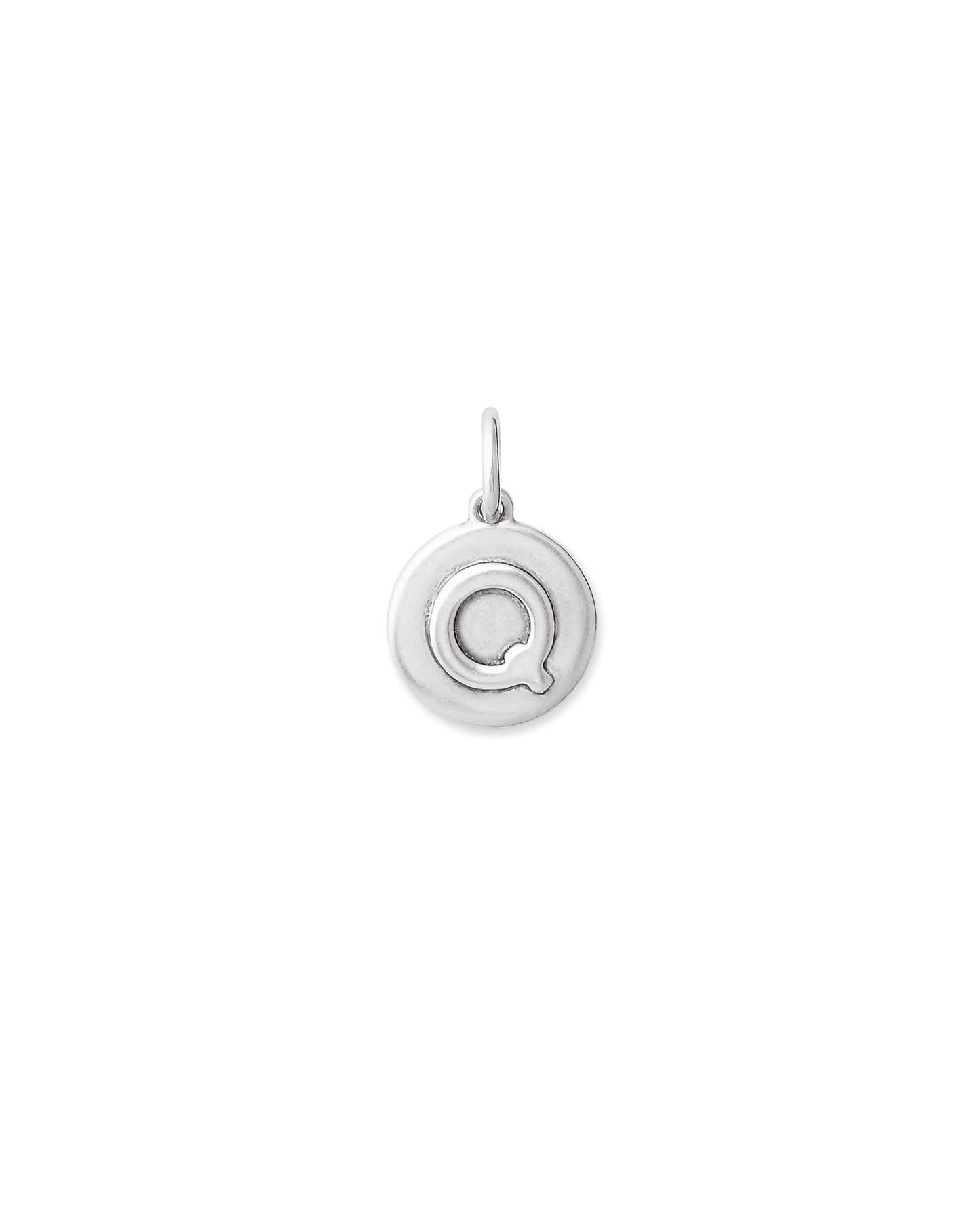 Letter Coin Charm in Oxidized Sterling Silver