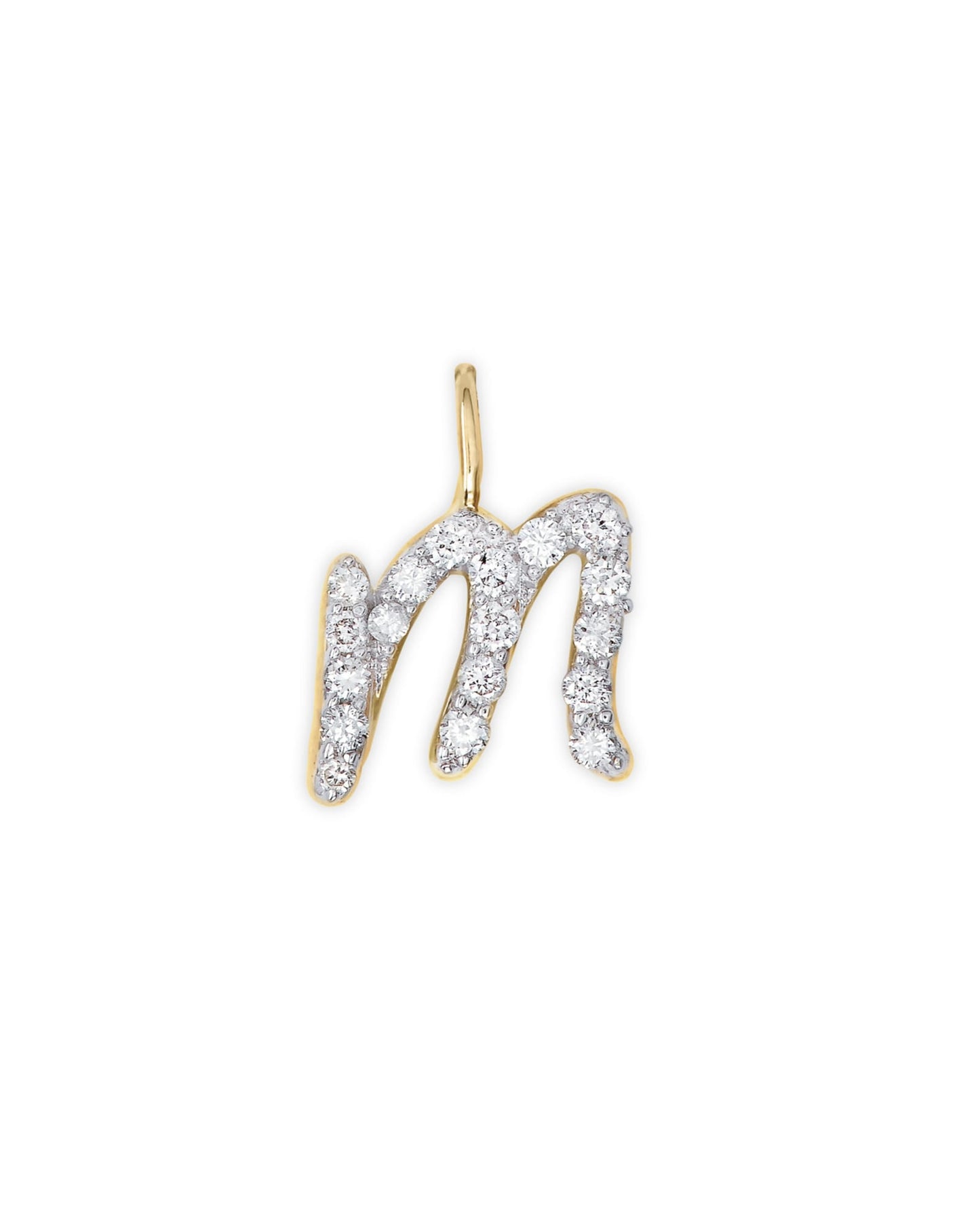 14k Yellow Gold Letter Charm in White Diamond