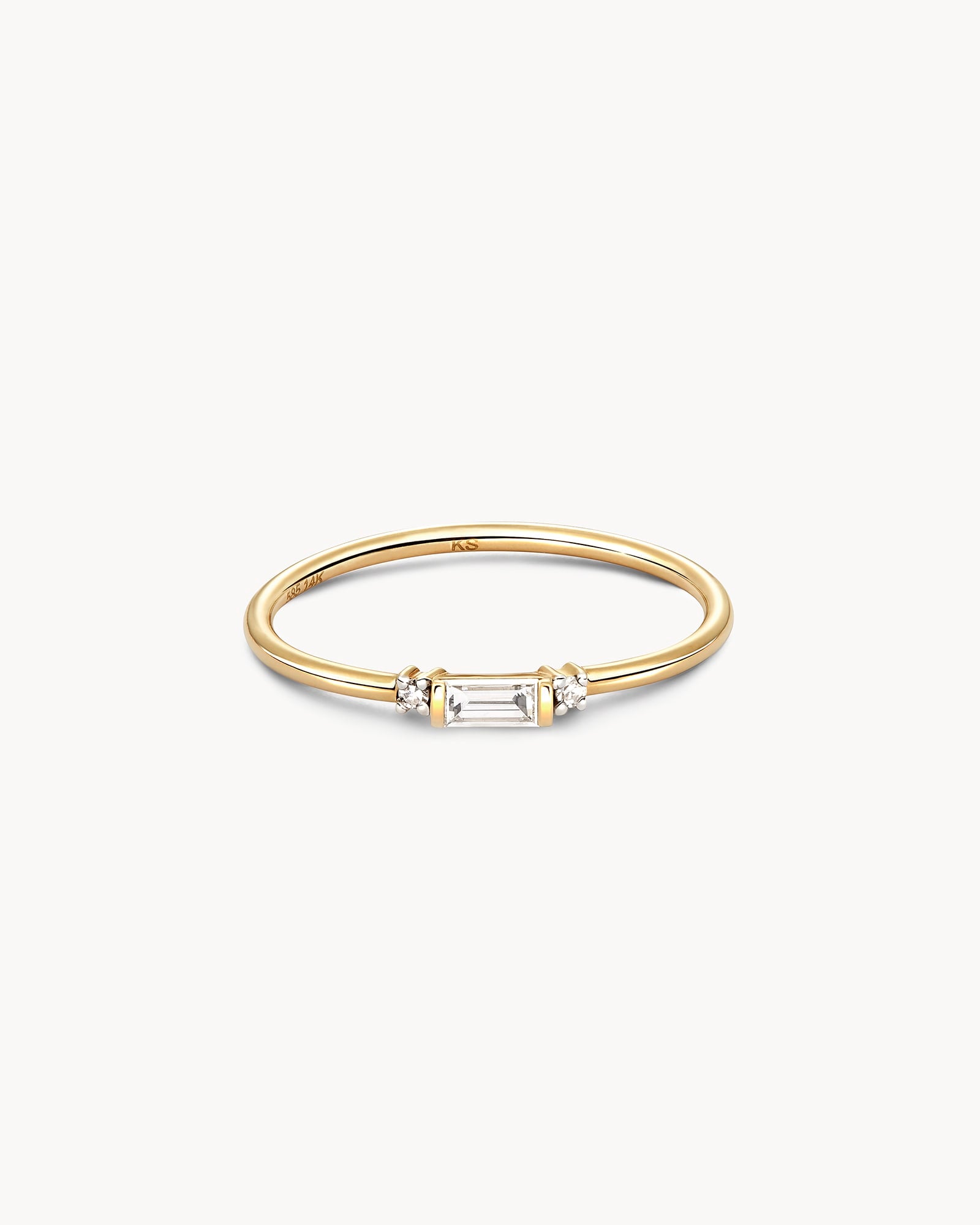 Maria 14k Yellow Gold Band Ring in White Diamond 842177066669