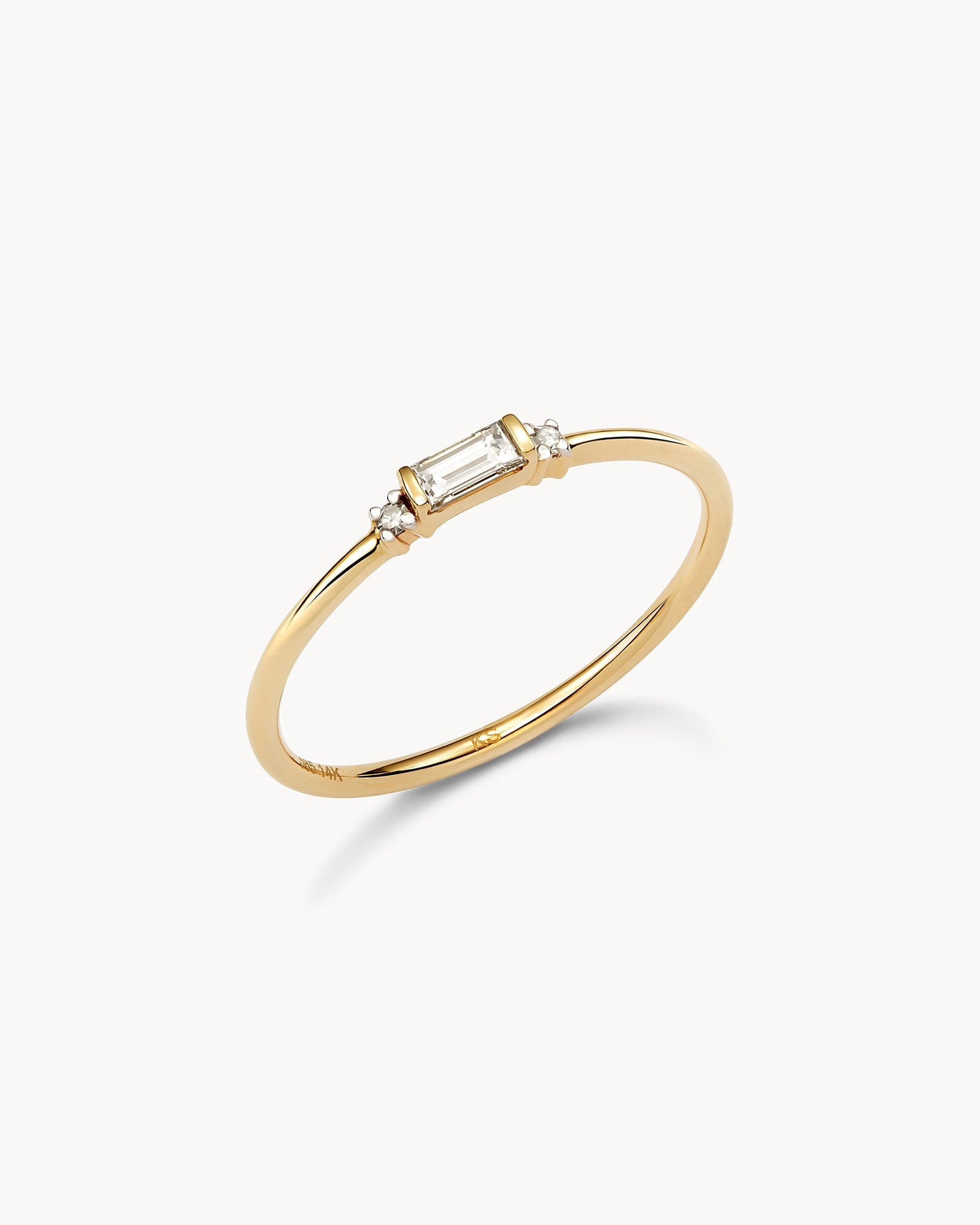 Maria 14k Yellow Gold Band Ring in White Diamond 842177066669