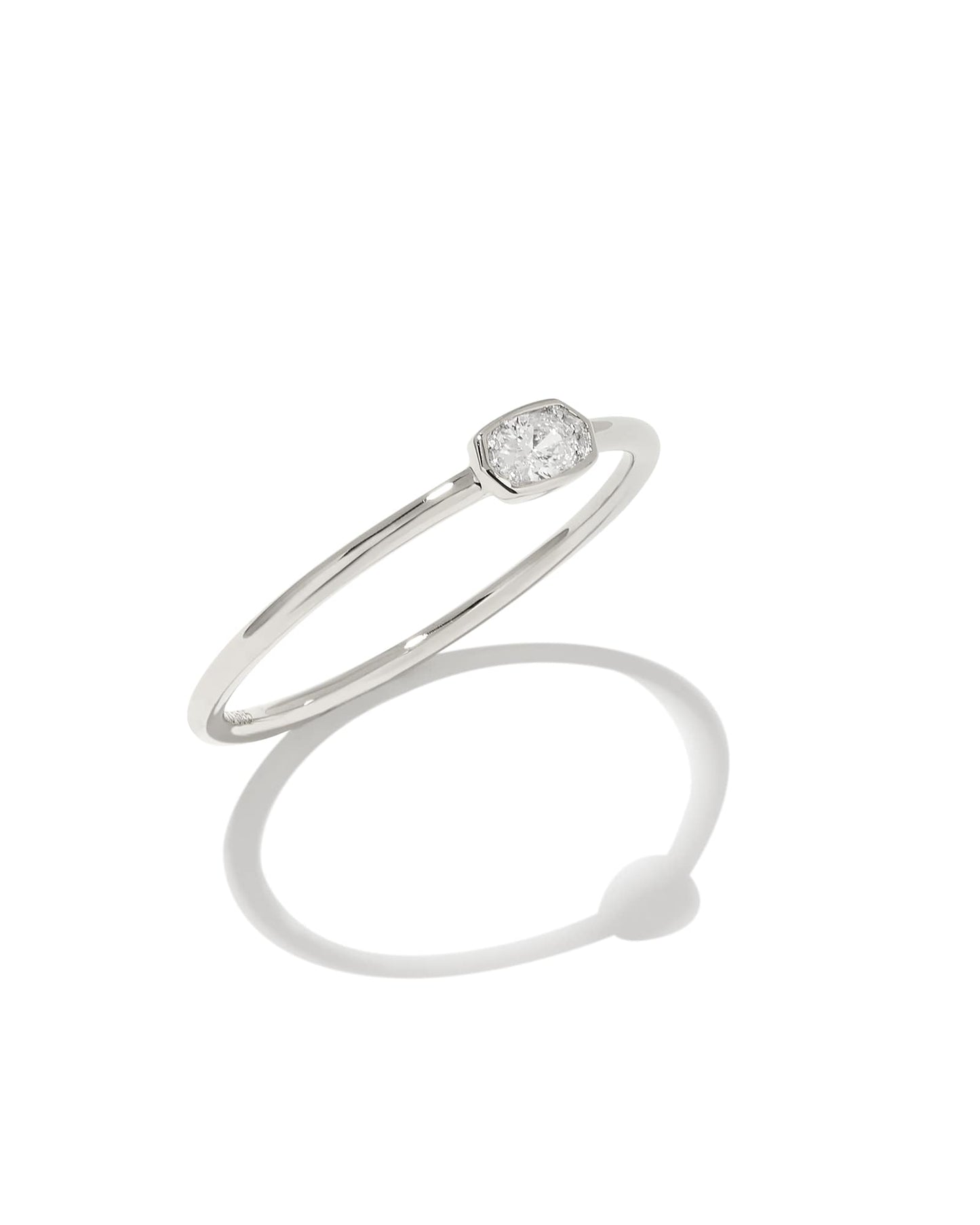 Marisa 14k White Gold Oval Solitaire Band Ring in White Diamond 196088562971