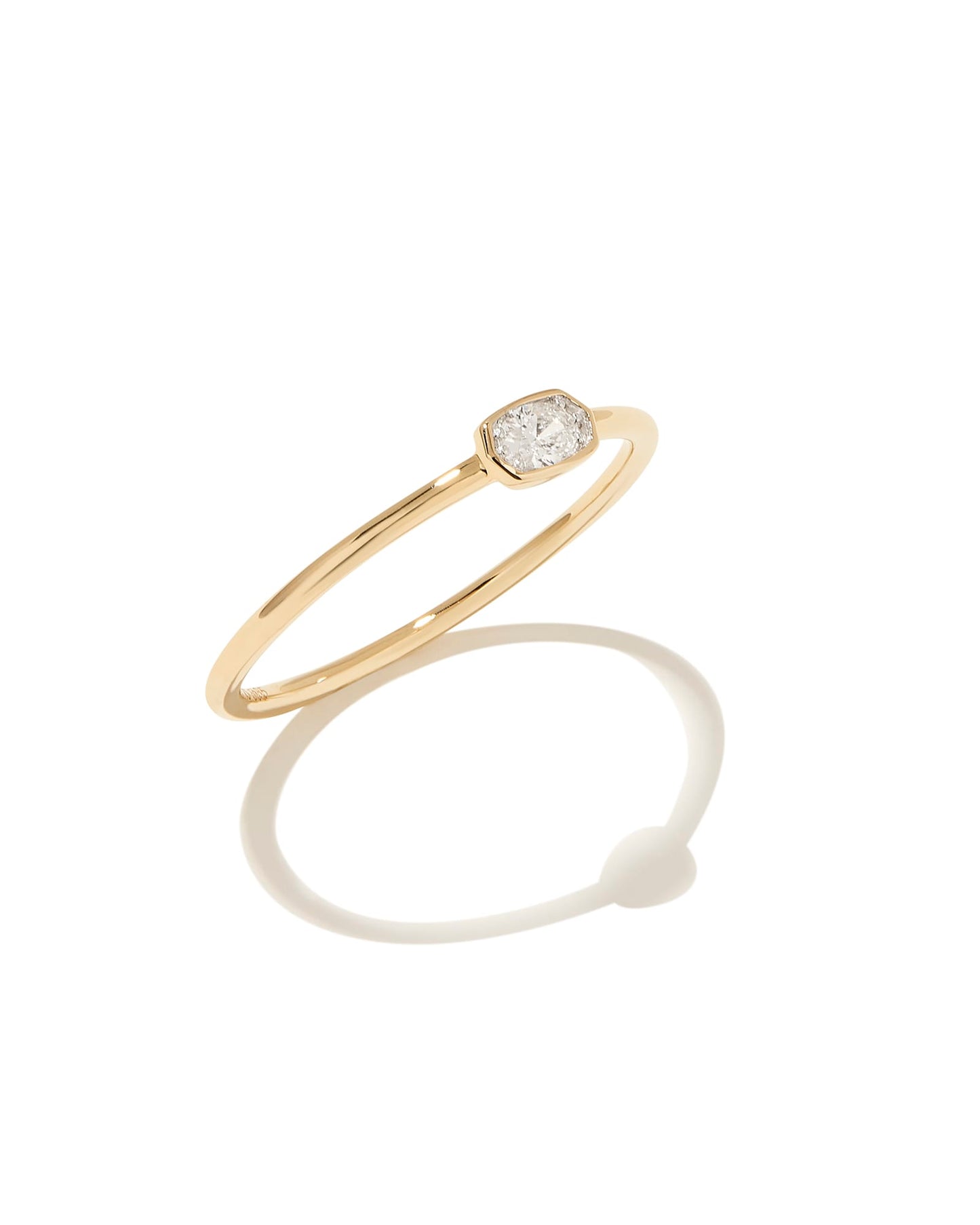 Marisa 14k White and 14k Yellow Gold Oval Solitaire Band Ring in White Diamond