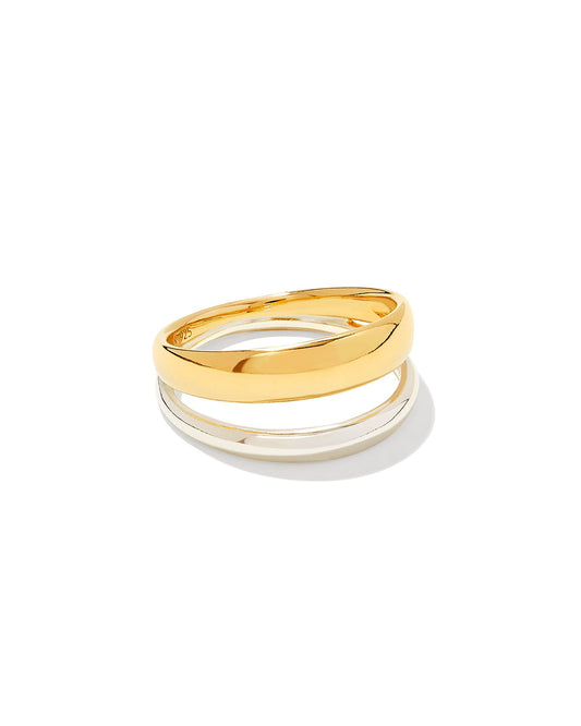 Meg Double Band Ring in Mixed Metal 196088537580