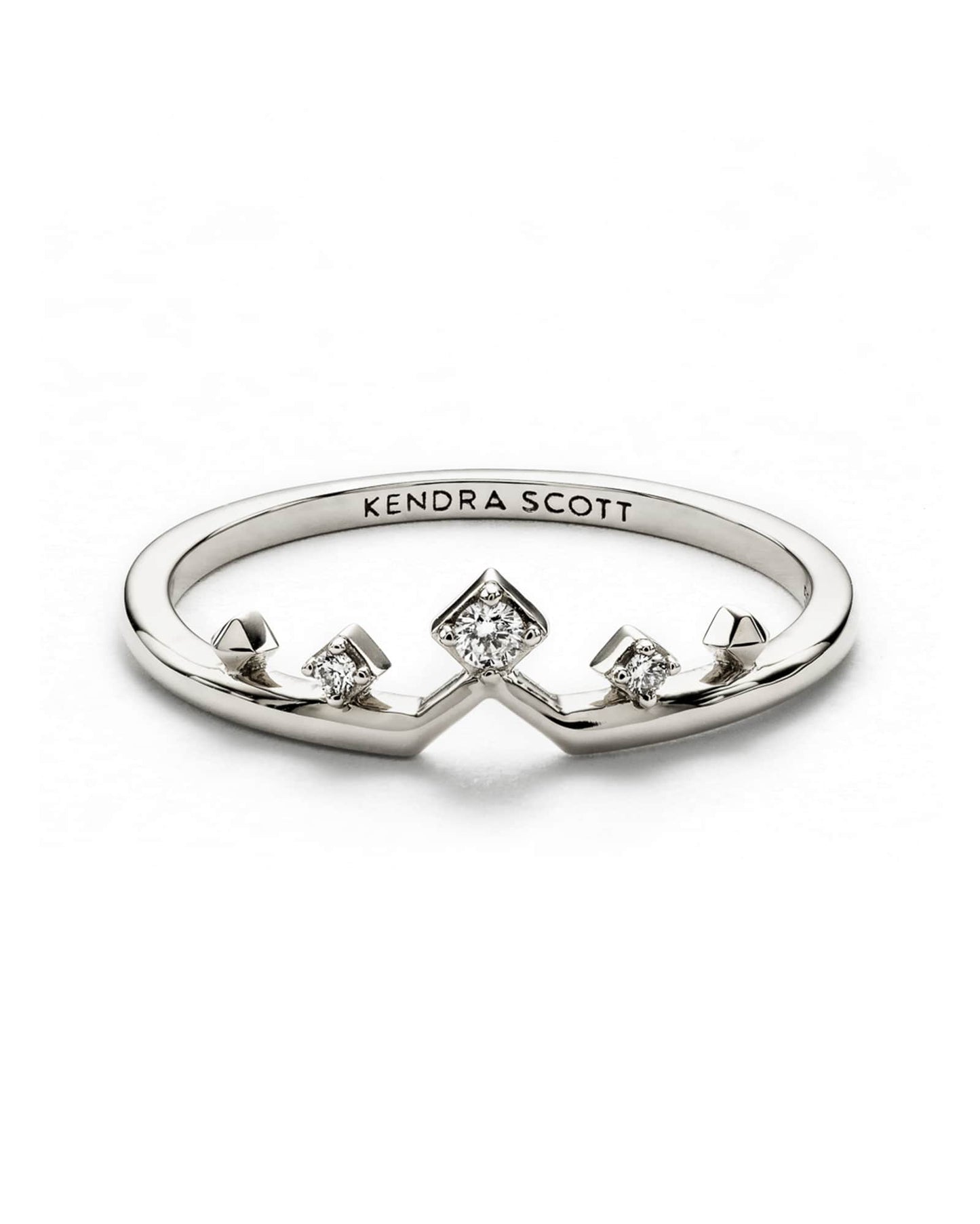 Michelle 14k White Gold Band Ring in White Diamond 842177161012