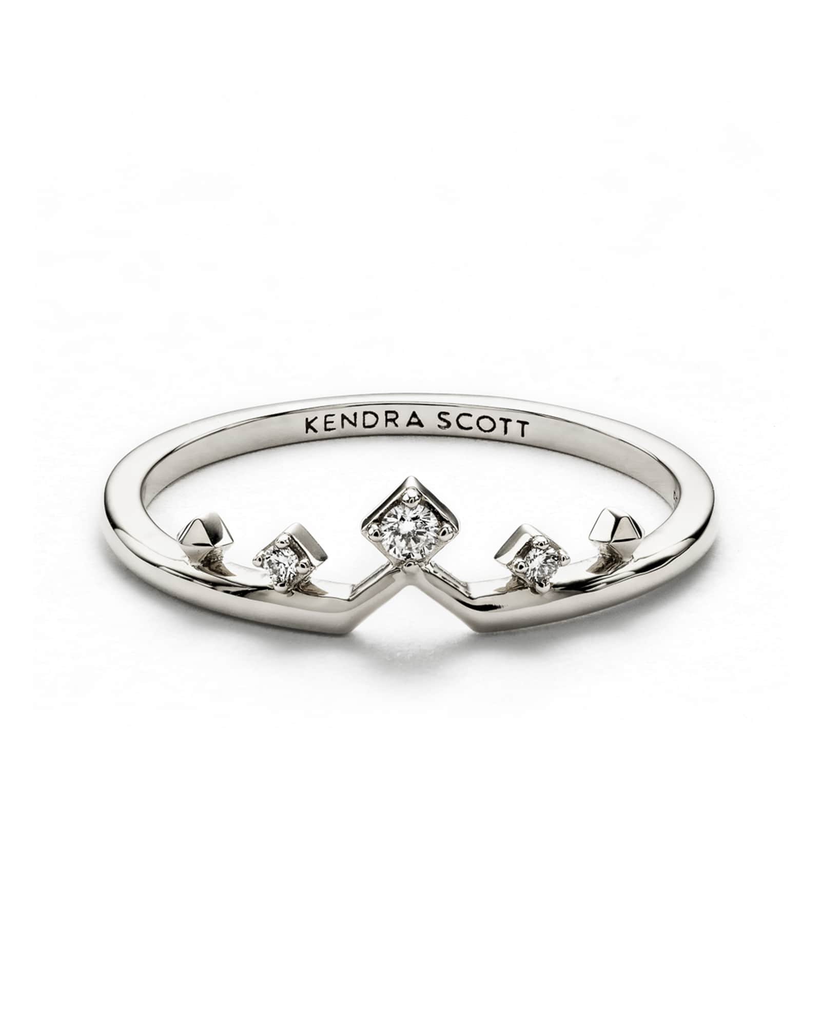 Michelle 14k White Gold Band Ring in White Diamond 842177161012
