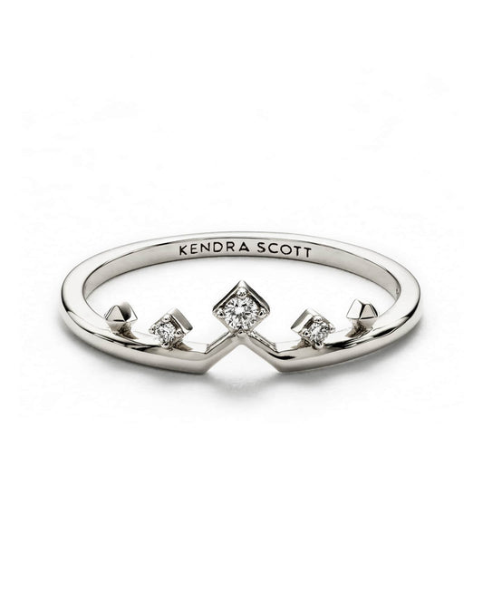 Michelle 14k White Gold Band Ring in White Diamond 842177161012