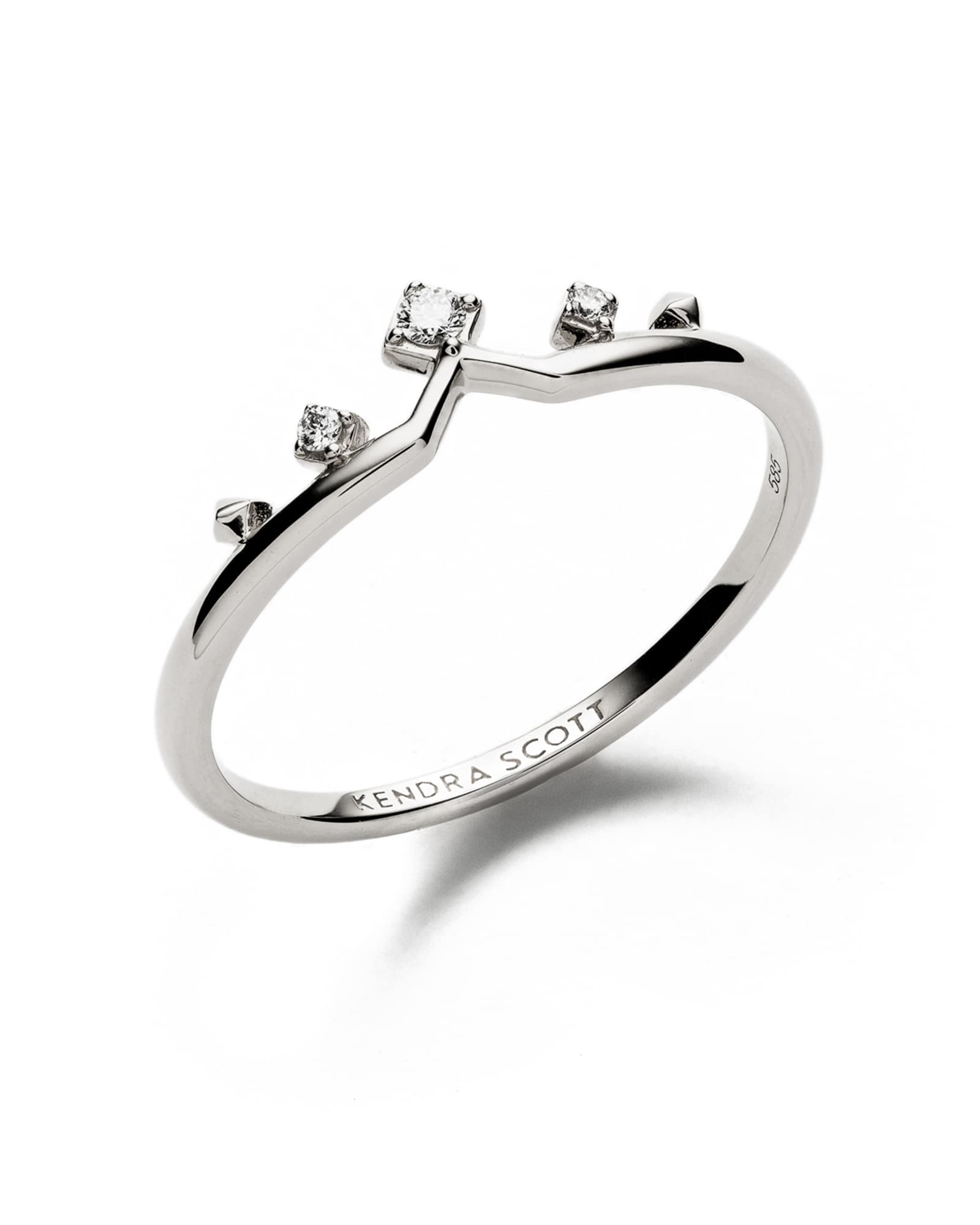 Michelle 14k White Gold Band Ring in White Diamond 842177161012