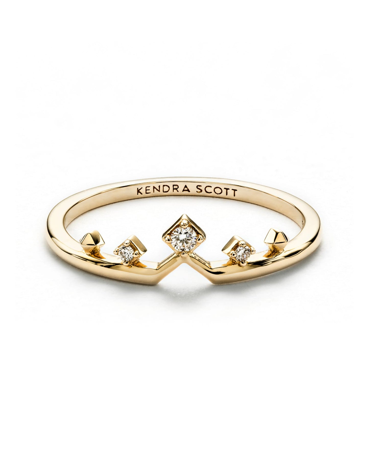 Michelle 14k White Gold and Yellow Gold Band Ring in White Diamond