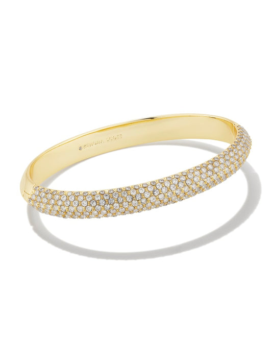 Mikki Gold Pave Bangle Bracelet in White CZ