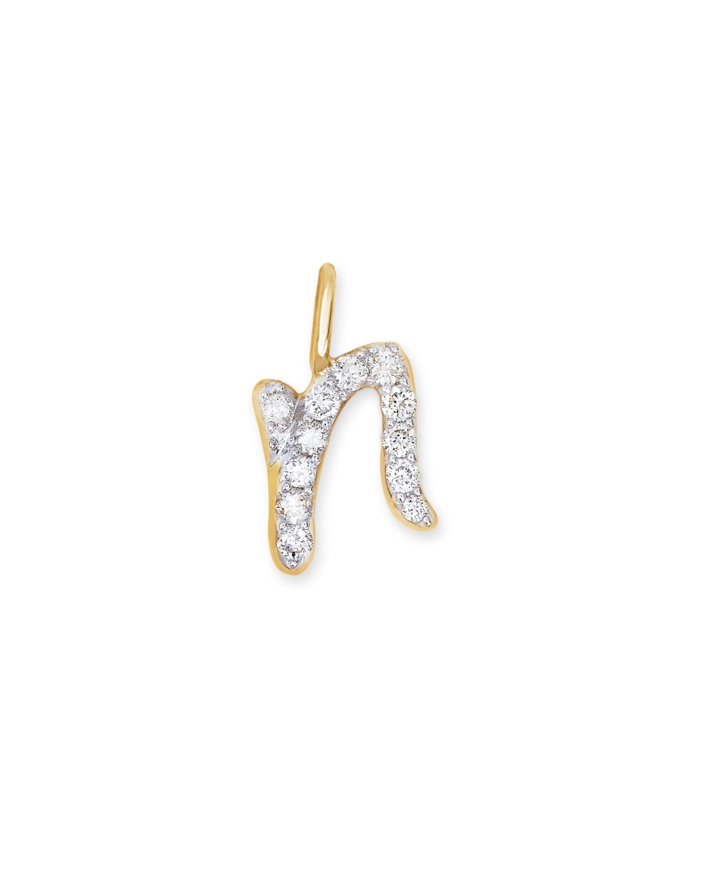 14k Yellow Gold Letter Charm in White Diamond