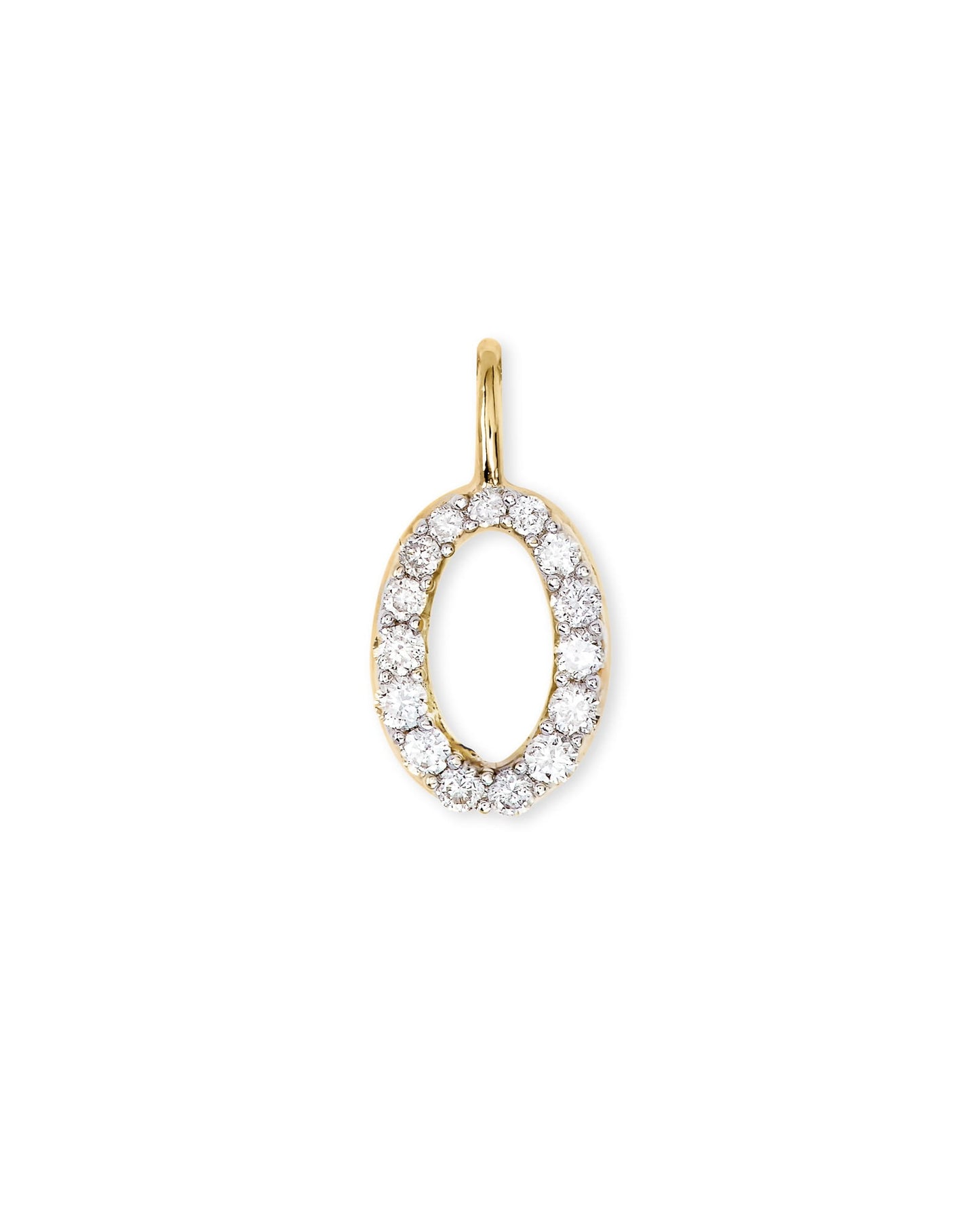 14k Yellow Gold Letter Charm in White Diamond