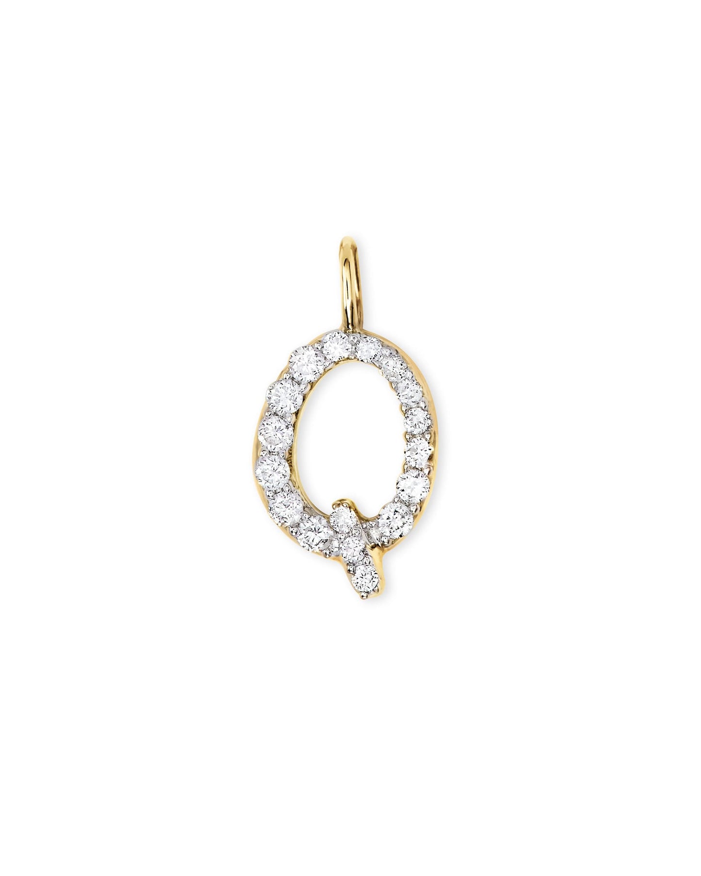 14k Yellow Gold Letter Charm in White Diamond