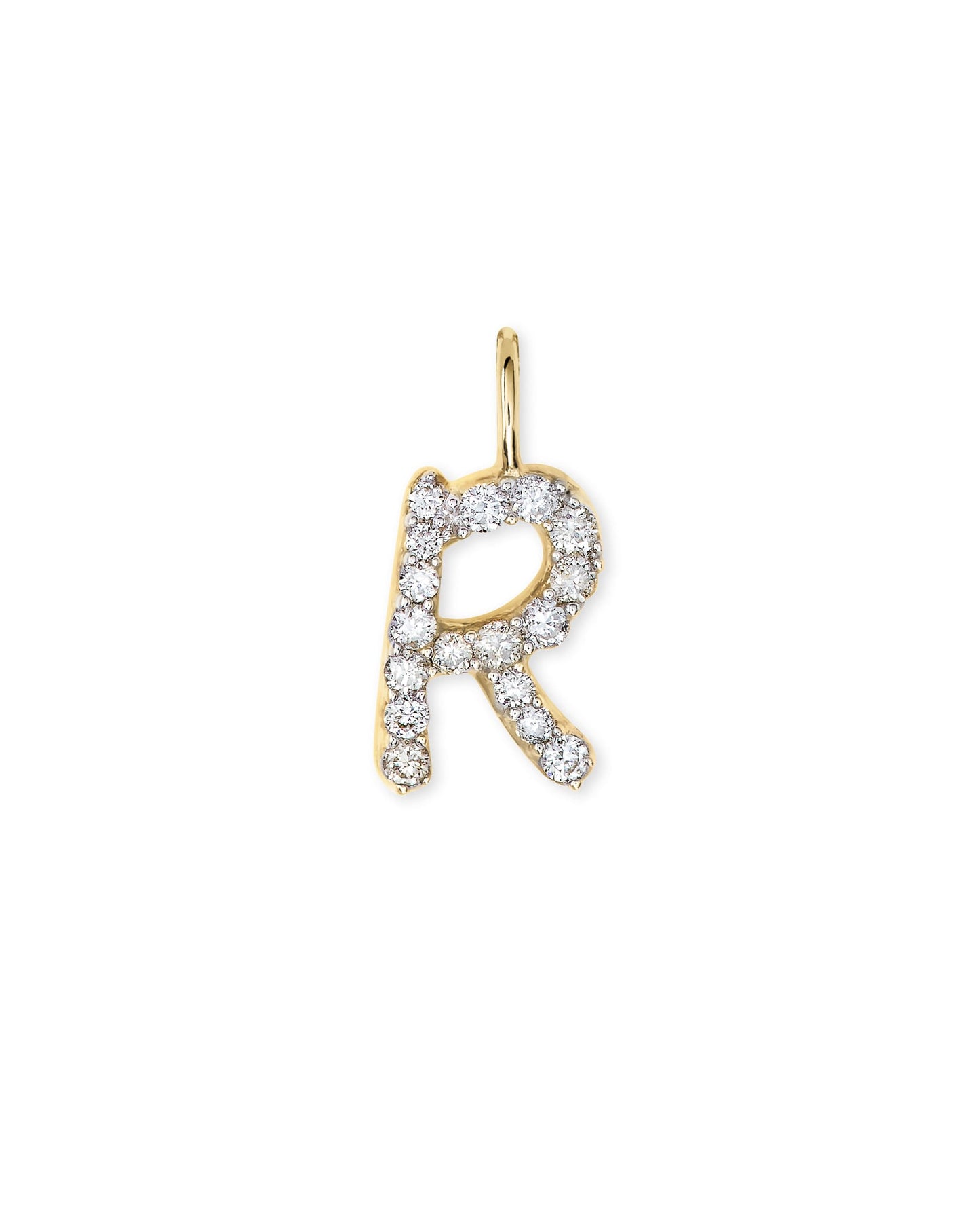 14k Yellow Gold Letter Charm in White Diamond