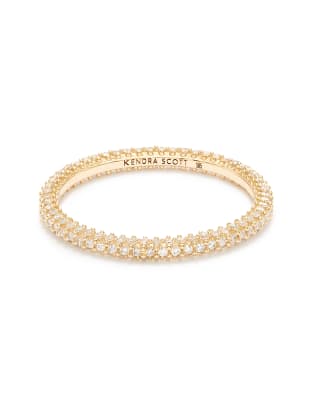 Remi 14k Yellow Gold Band Ring In White Diamonds 842177027622