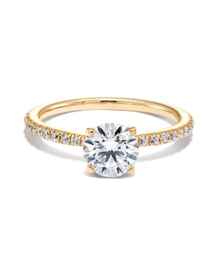 0.5 ct Round Solitaire Engagement Ring with Pave Diamonds in 14k Yellow Gold 196088026541