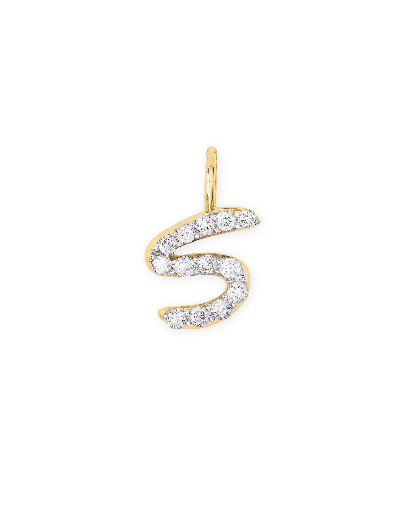 14k Yellow Gold Letter Charm in White Diamond
