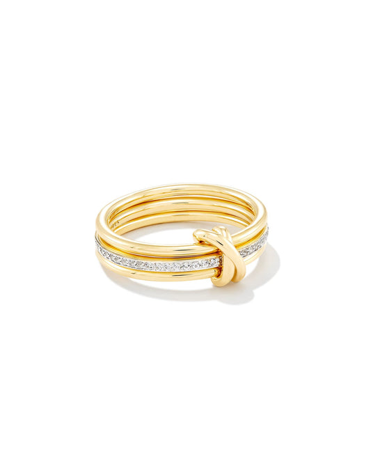 Tia 18k Gold Vermeil Band Ring in White Sapphire 196088013893
