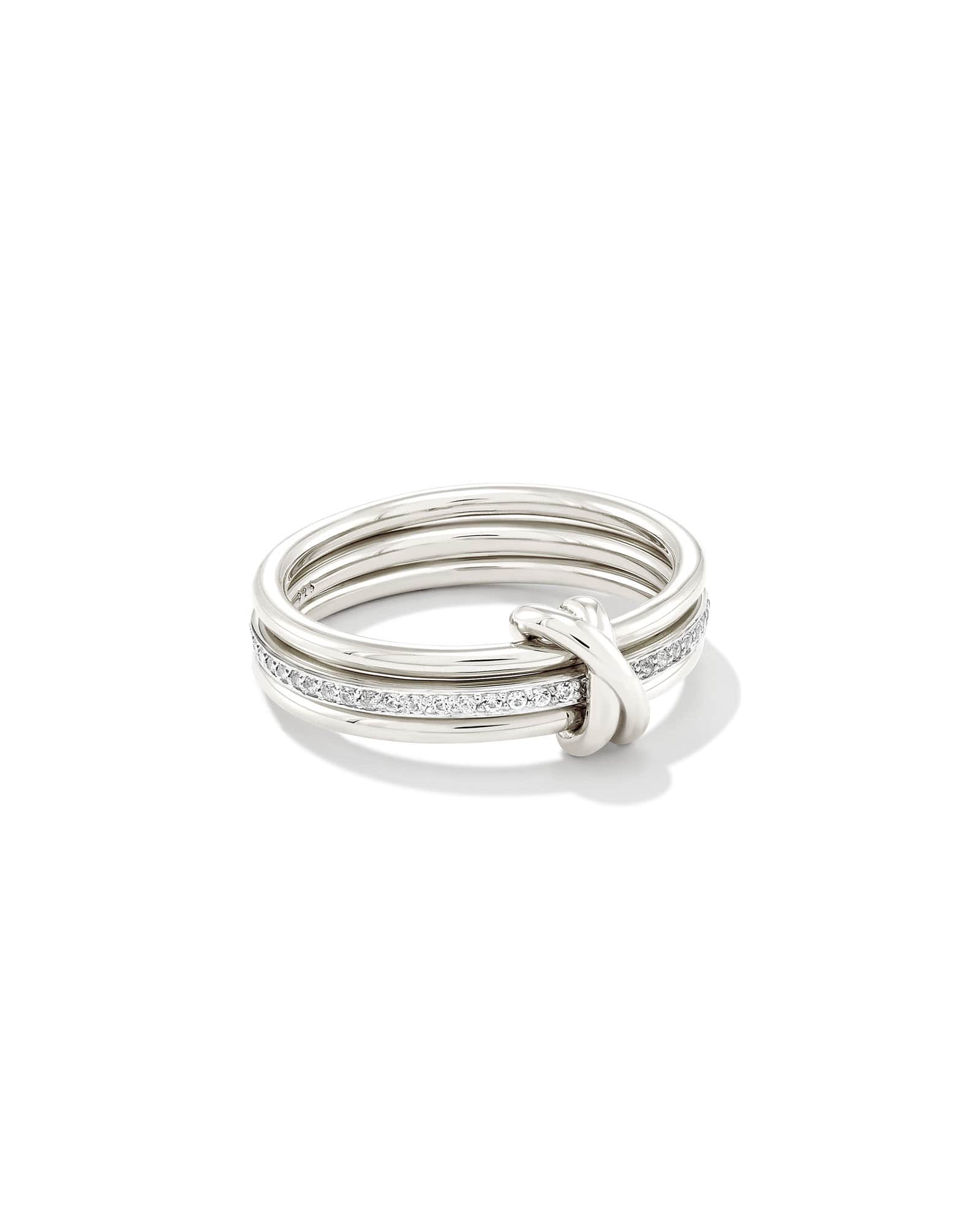 Tia Sterling Silver Band Ring in White Sapphire 196088013954