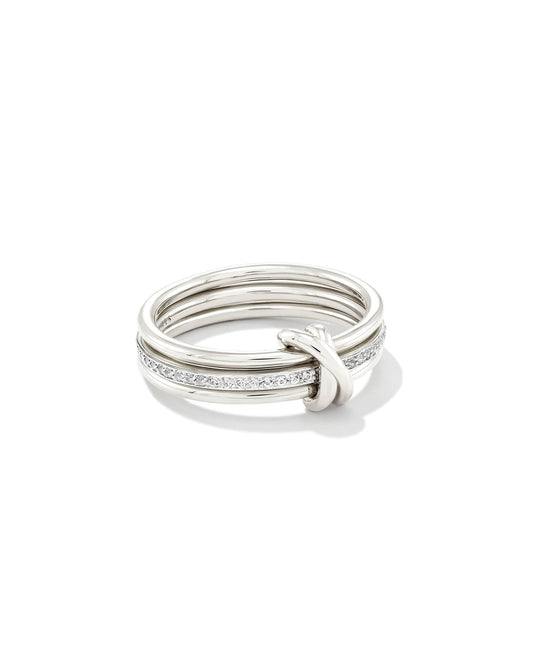 Tia Sterling Silver Band Ring in White Sapphire 196088013954