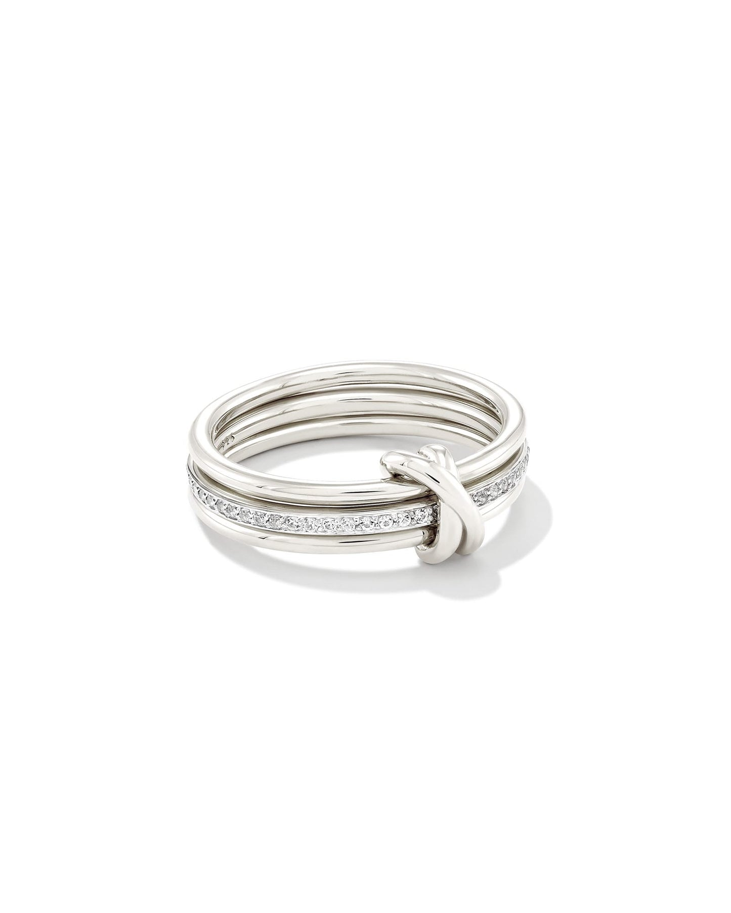 Tia 18k Gold Vermeil & Sterling Silver Band Ring in White Sapphire