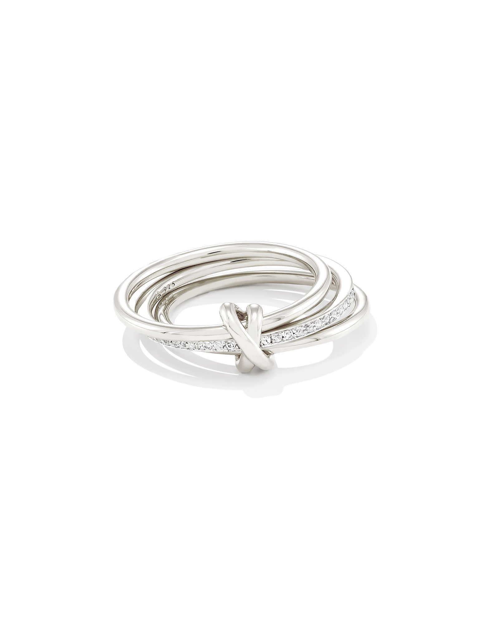 Tia Sterling Silver Band Ring in White Sapphire 196088013954