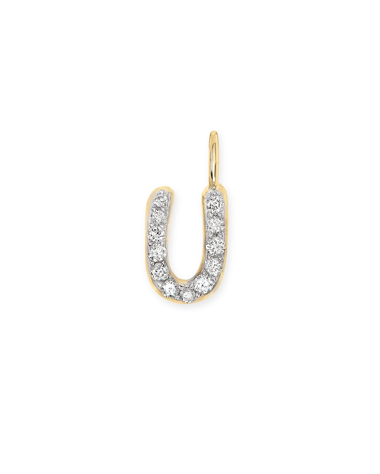 14k Yellow Gold Letter Charm in White Diamond