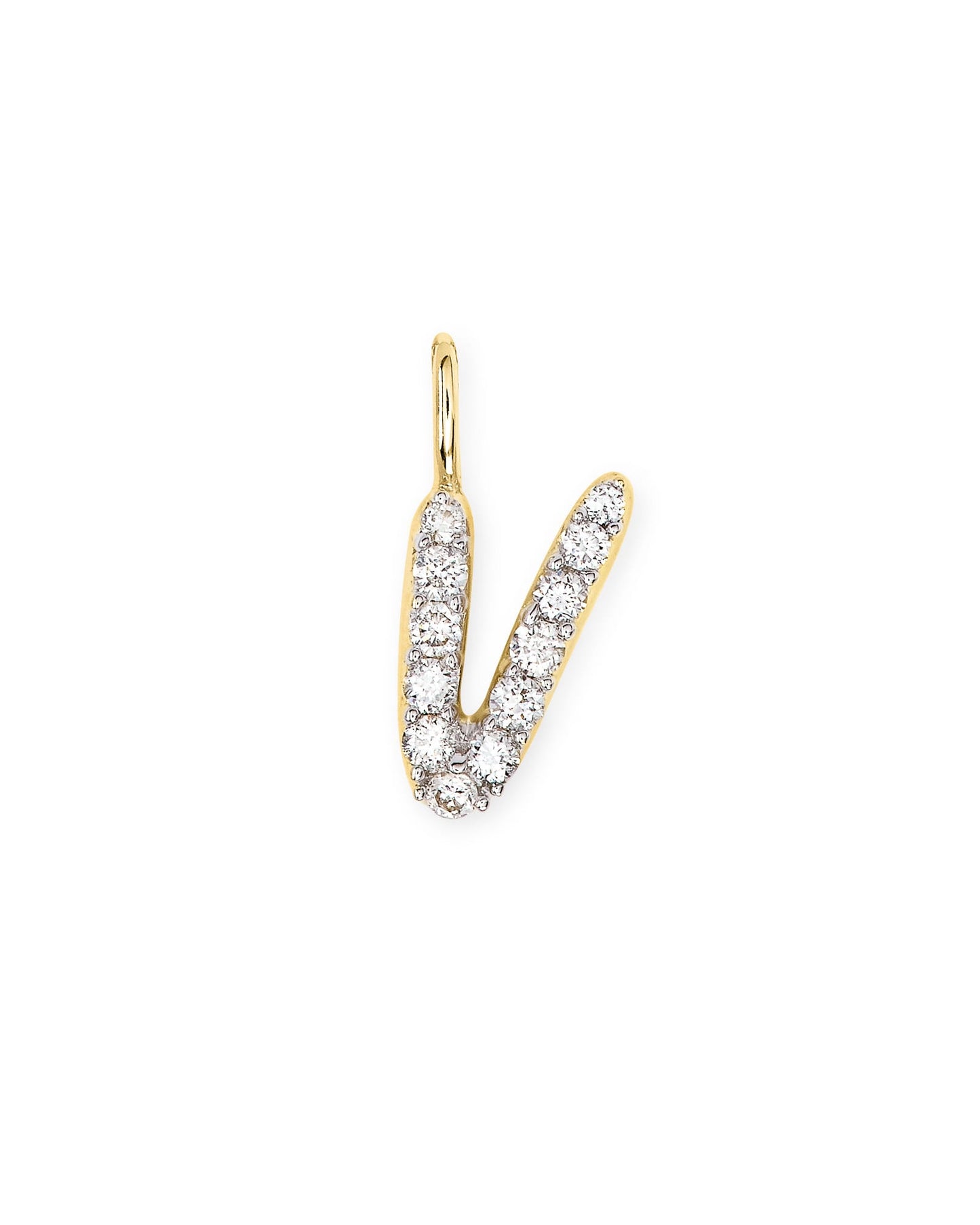 14k Yellow Gold Letter Charm in White Diamond