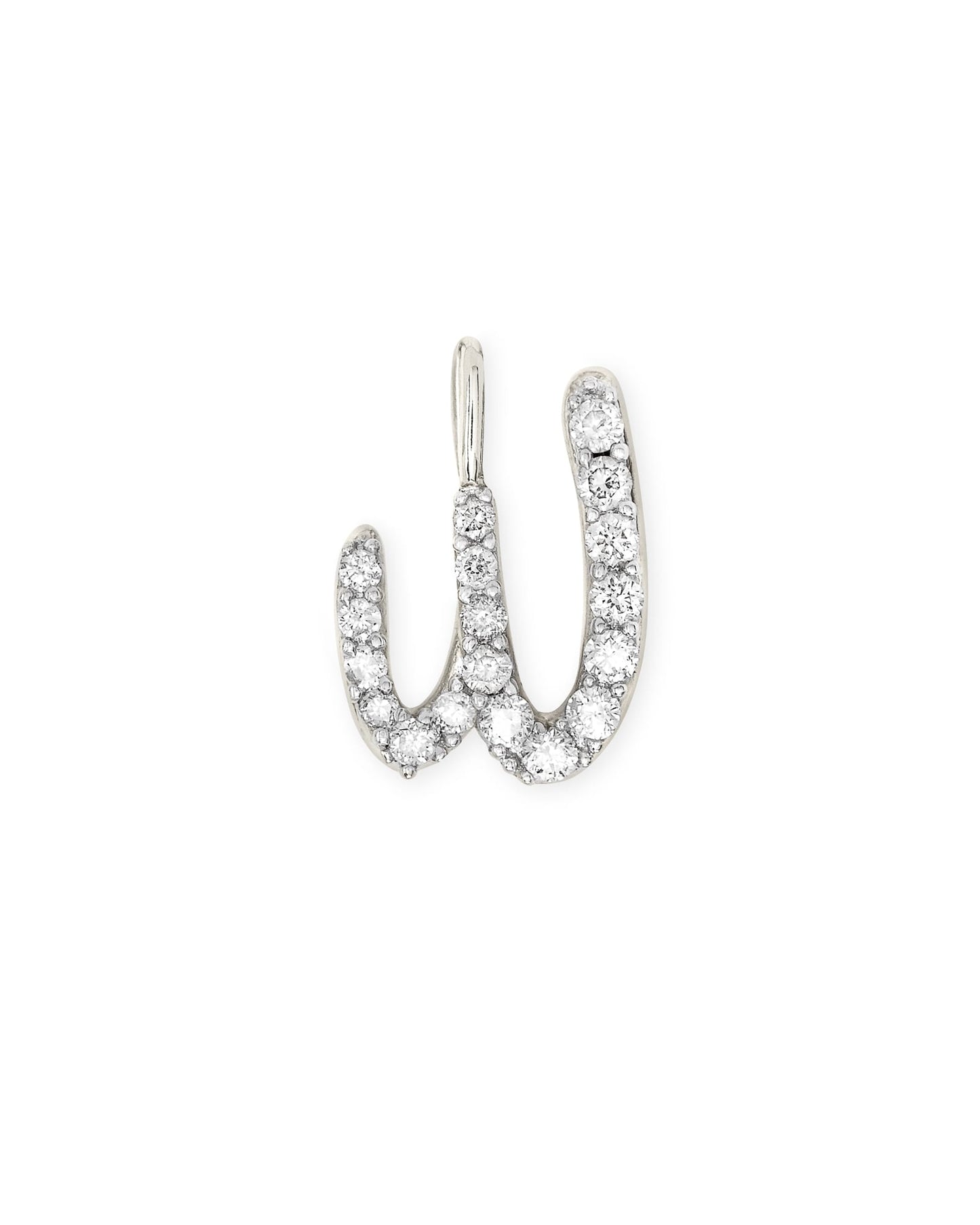 14k White Gold Letter D Charm in White Diamond