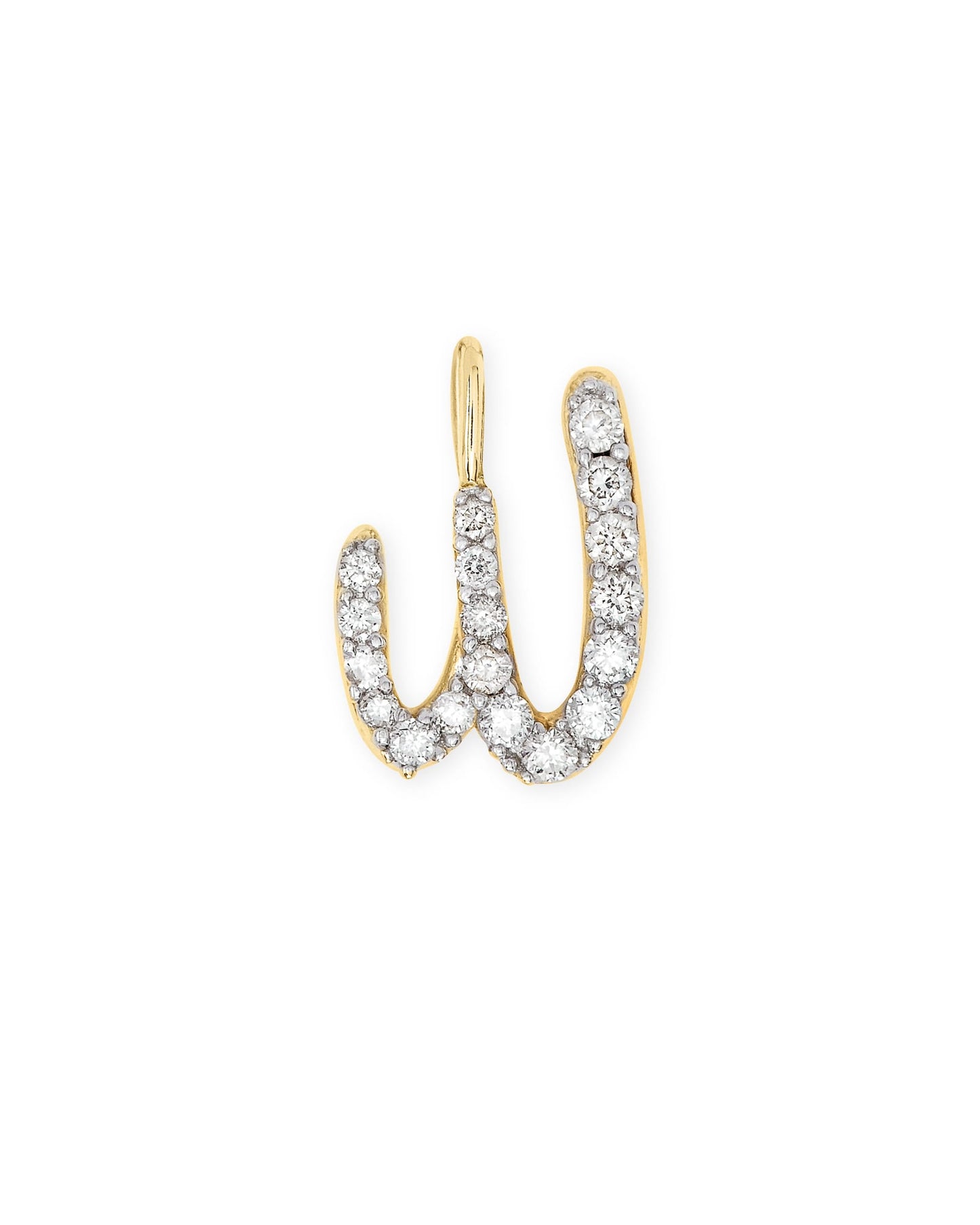 14k Yellow Gold Letter Charm in White Diamond