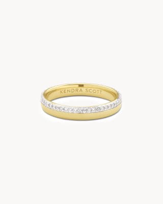 Whitney 14k Yellow Gold Band Ring in White Diamond 842177058589